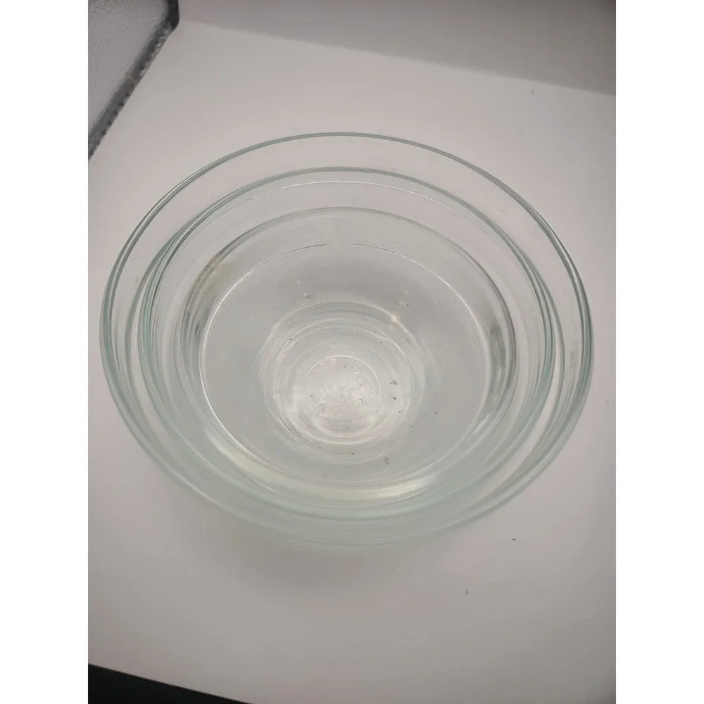 Set of 3 Vintage Duralex Clear Glass Mini Nesting Prep Pinch Bowls Made France